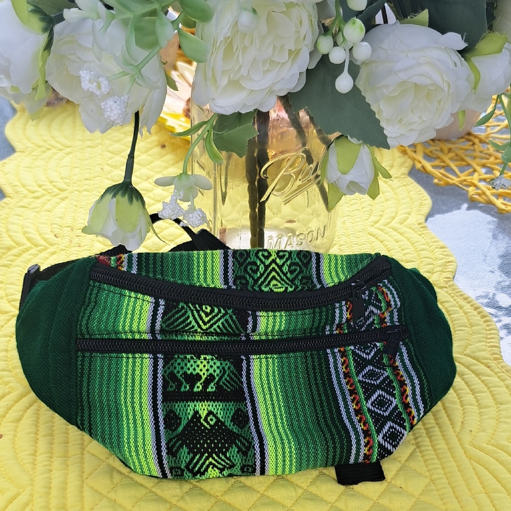 Green Patterned Waist Bag